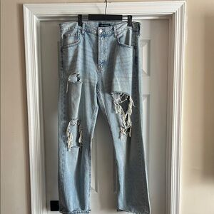 Aeropostale Light Wash 90’s Baggy Distressed Ripped Jeans